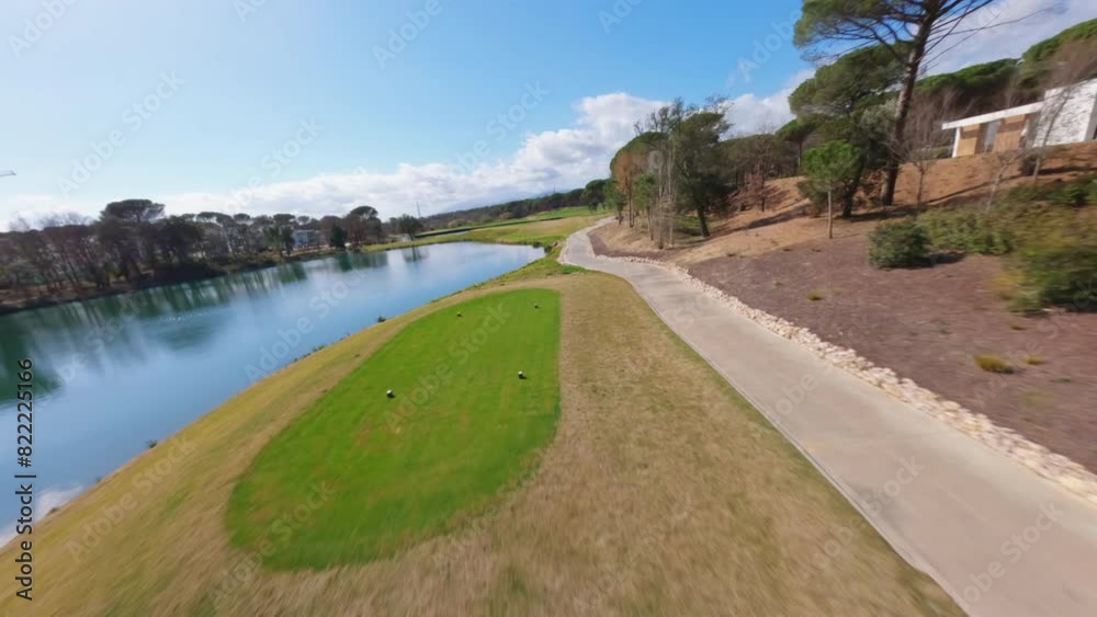 FPV of Camiral Golf Course And Its Scenic Surroundings, Girona, Spain FPV of Camiral Golf Course And Its Scenic Surroundings, Girona, Spain