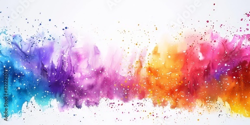 Colorful watercolor splash paint background, colorful splashes and paint drips on a white background, watercolor stain with paint splatter, banner,abstract color ink explosion
