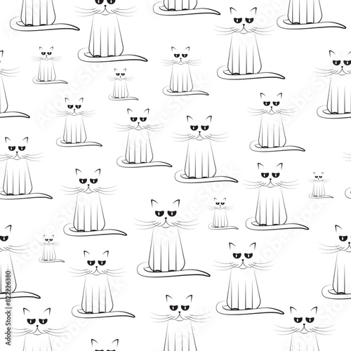 cat drawing line texture background, textile