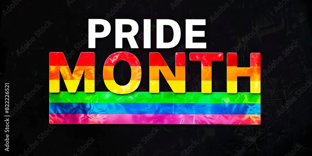 Colorful Gay Pride month banner design with a rainbow and Pride Text , wallpaper, background 