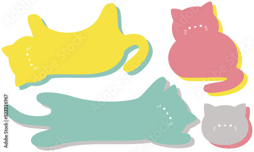 カラフルな猫のフレームセット3