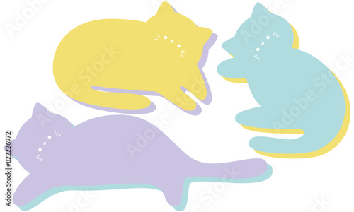 カラフルな猫のフレームセット2