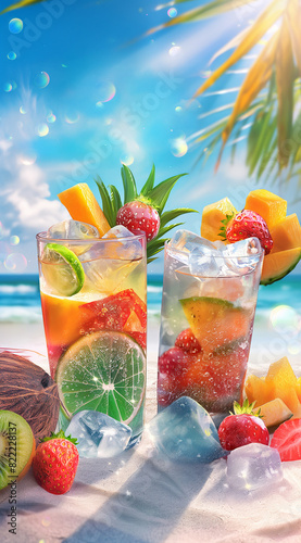 Tropical Cocktail Beach Drink ilustrasi