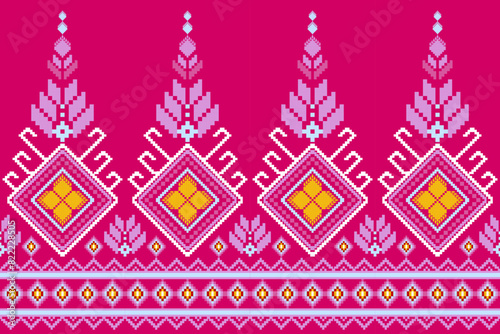 Pixel pattern ethnic oriental traditional. design fabric pattern textile African Indonesian,Indian, seamless Aztec style abstract vector illustration for print clothing, texture, fabric, wallpaper, de