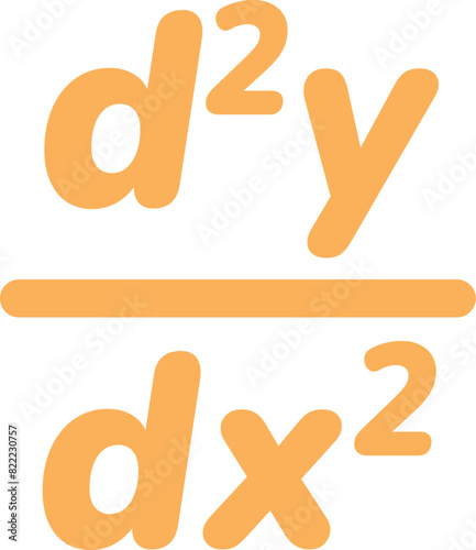 Cute Second Derivative Sign Mathematic Symbol d2y/dx2, Math Subject Education
