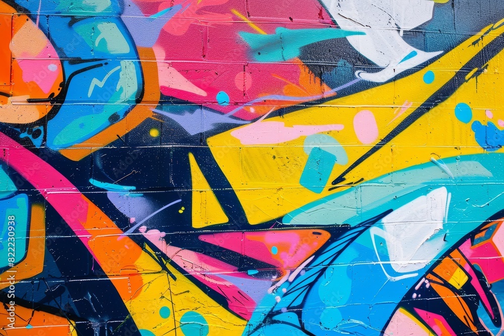 Vibrant Urban Graffiti Artwork on Brick Wall Vibrant Urban Graffiti Artwork on Brick Wall