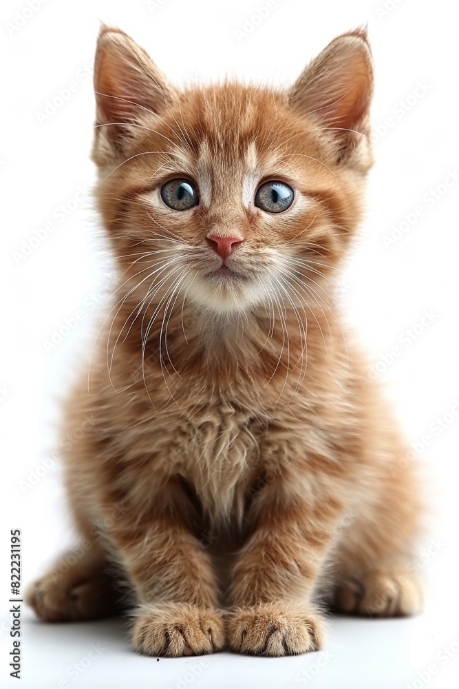 A playful and lovable purebred kitten, charming and cute, sits isolated against a studio backdrop. A playful and lovable purebred kitten, charming and cute, sits isolated against a studio backdrop.