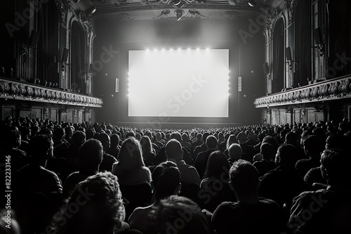 Wallpaper Mural Black & white photo of a cinema theater with public Torontodigital.ca