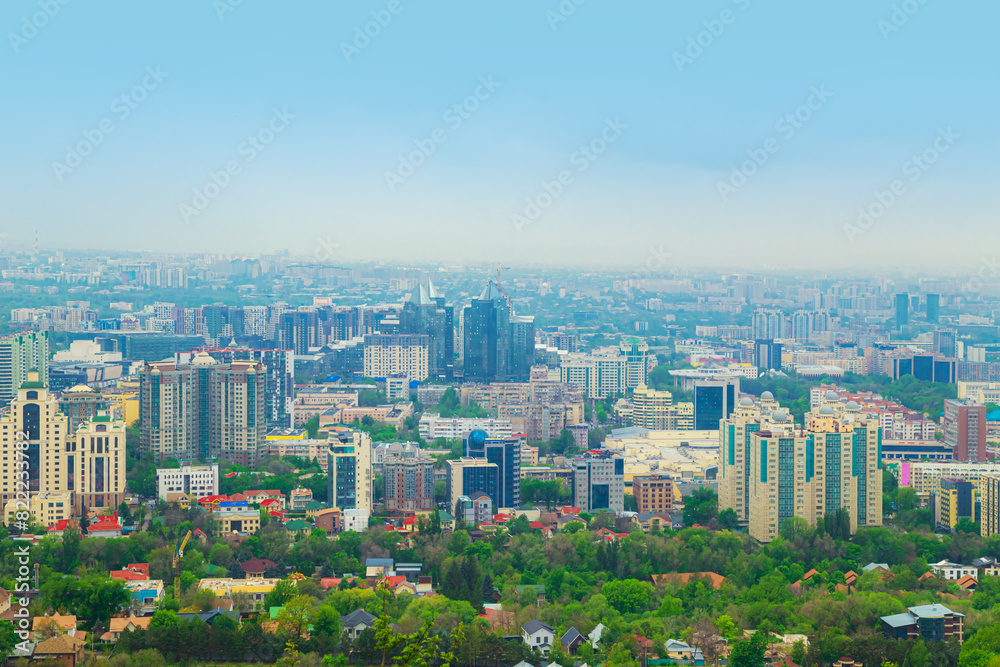 Panoramic view of the city of Almaty from Mount Koktobe.