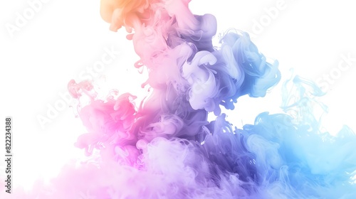 A soft explosion of pastel multicolored smoke, creating a joyful burst of color on white.