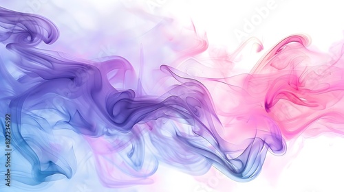A swirling fusion of pastel smoke, creating an abstract aurora borealis on white. photo