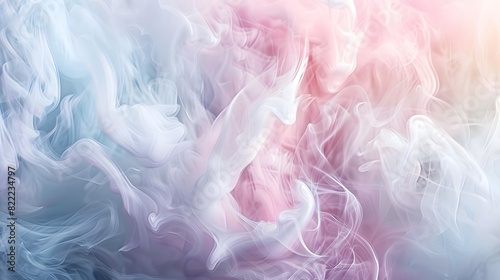 A tapestry of intertwining pastel smoke in soft pinks and blues, set against white.