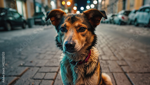 World Homeless Animal Day. a stray dog. a stray dog on the street. stray animals in the city
