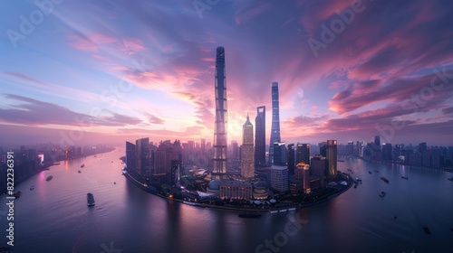 Shanghai Tower  modern skyscraper  tallest building in China  cityscape view 