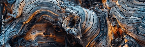Swirling natural patterns in deeply weathered wood showing off earthy tones. photo