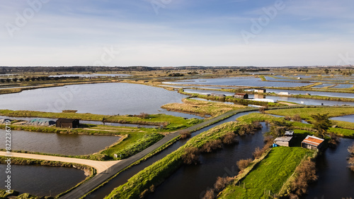 drone view of the salt marshes of Ile d Olonne, Vendee, France