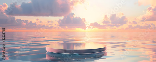 Serene sunset podium display on ocean