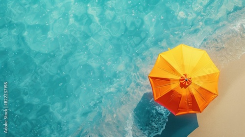 Beach umbrella flat design top view summer vacation theme 