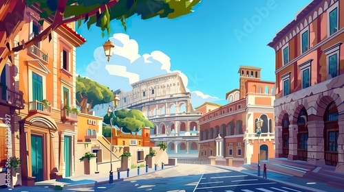 Rome Italy cartoon flat photo