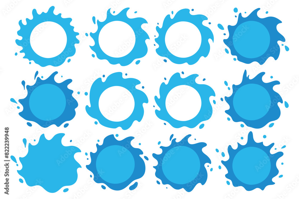 Set of splashing water circle text frame For decorating Songkran festival posters vector