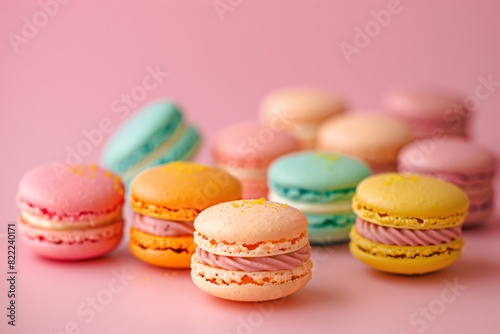 a group of colorful macaroons