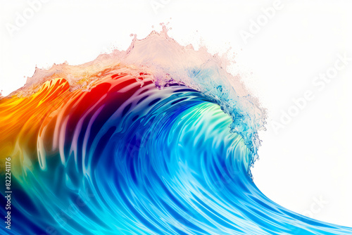 Colorful wave is in the water with white background and white background. © VISUAL BACKGROUND