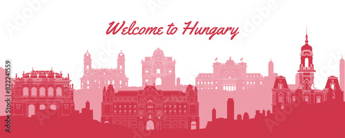 Hungary famous landmark silhouette style vector illustration