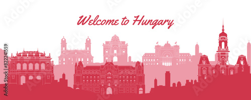 Hungary famous landmark silhouette style,vector illustration