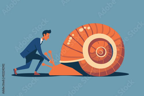 Inefficient Entrepreneur Pushes Snail in Wrong Direction, Hindering Business Growth