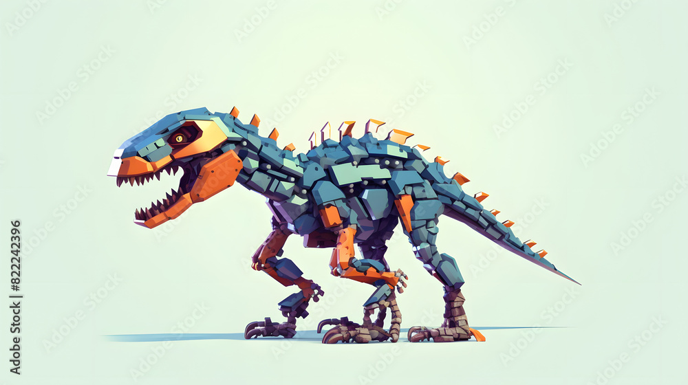 Obraz premium robot Deinonychus 3d pixel