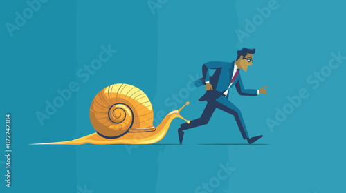 Inefficient Entrepreneur Pushes Snail in Wrong Direction, Hindering Business Growth photo