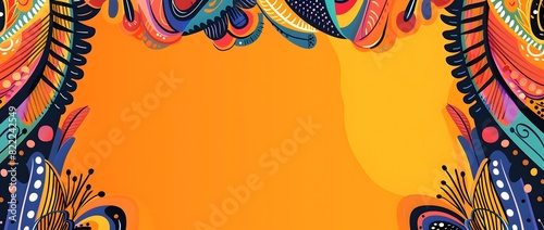 Vibrant Abstract Border Design Inspired by Chilean Arpillera Textiles for Hispanic Heritage Month Background