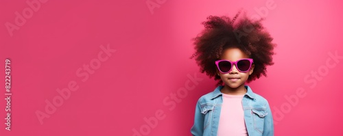 Magenta background Happy black american african child Portrait of young beautiful kid Isolated on Background ethnic diversity equality acceptance concept 
