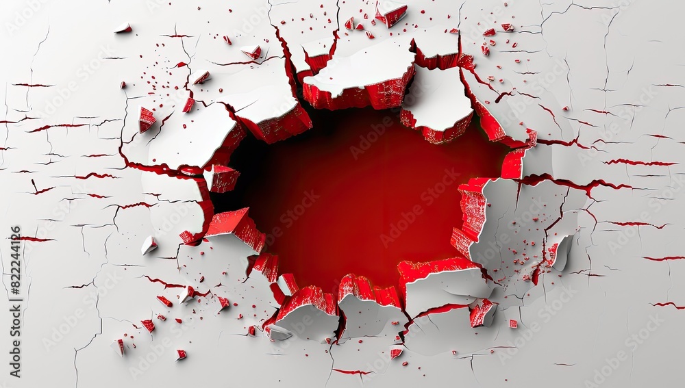 Dramatic Cracked Texture with Red Contrast