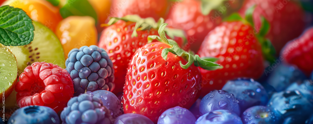 Closeup panoramic view of fresh colourful fruit. Freshness and refreshment concept. Closeup panoramic view of fresh colourful fruit. Freshness and refreshment concept.