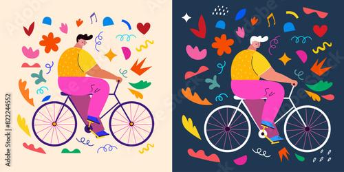 Man on the bicycle vector illustration