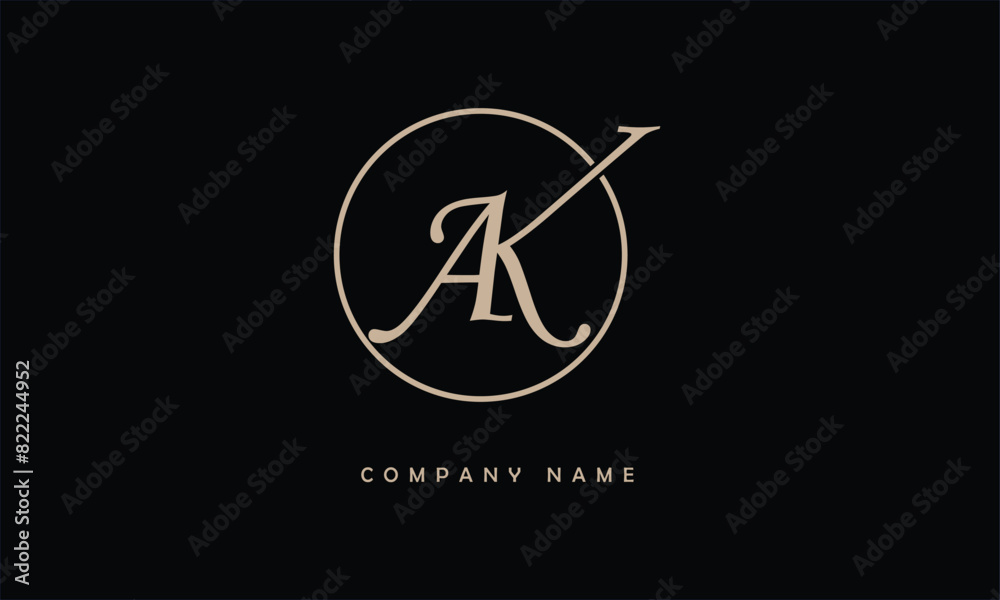 AK, KA, A, K Abstract Letters Logo Monogram AK, KA, A, K Abstract Letters Logo Monogram