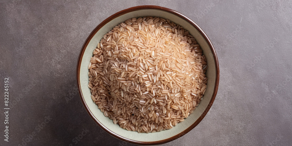 Bowl of Rice on Table, Top View Bowl of Rice on Table, Top View