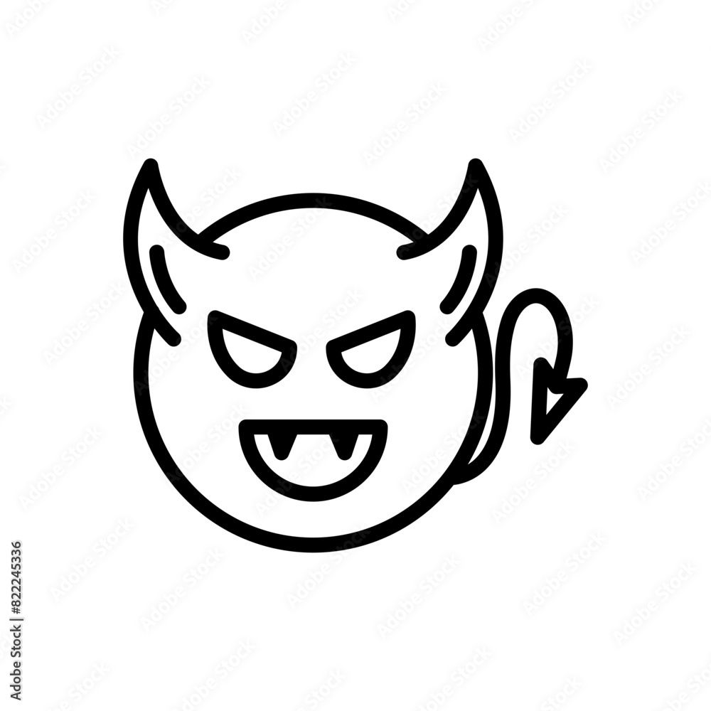 Devil line icon. Demon icon. Devil icon isolated on white background. Transparent background, minimalist symbol. Vector images Devil line icon. Demon icon. Devil icon isolated on white background. Transparent background, minimalist symbol. Vector images