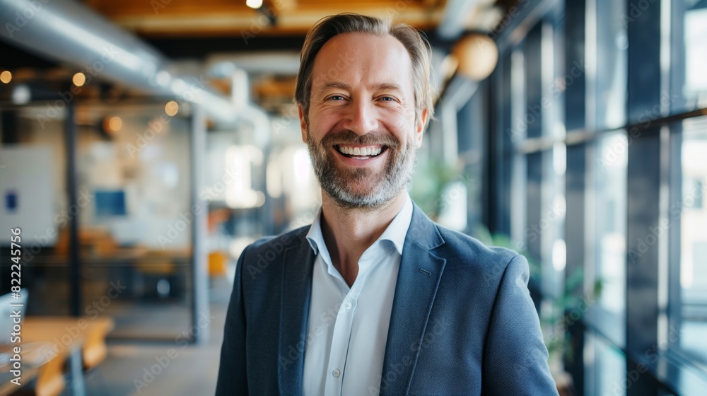 Confident Business Professional, Smiling Executive, Modern Office Environment, Corporate Leadership, Diverse Workplace Setting Confident Business Professional, Smiling Executive, Modern Office Environment, Corporate Leadership, Diverse Workplace Setting