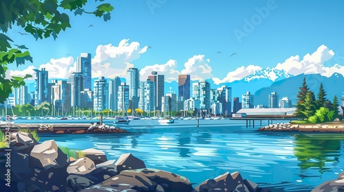 Vancouver Canada cartoon flat