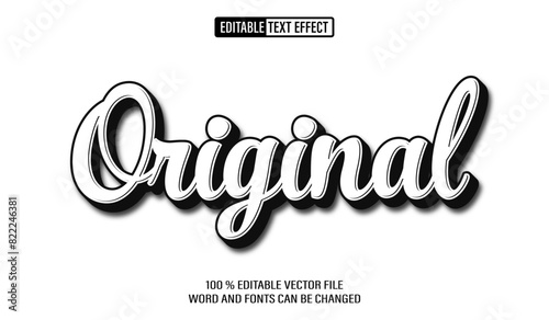 Editable 3d text style effect - Original White and Black Bold Sticker text effect Template