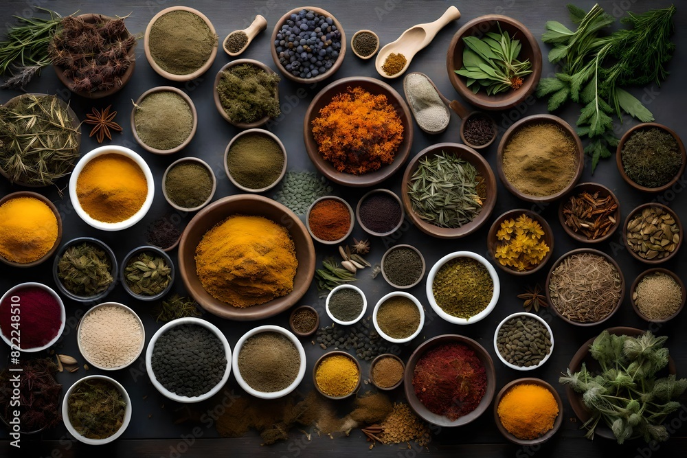 a mixture of spices in different bowls a mixture of spices in different bowls