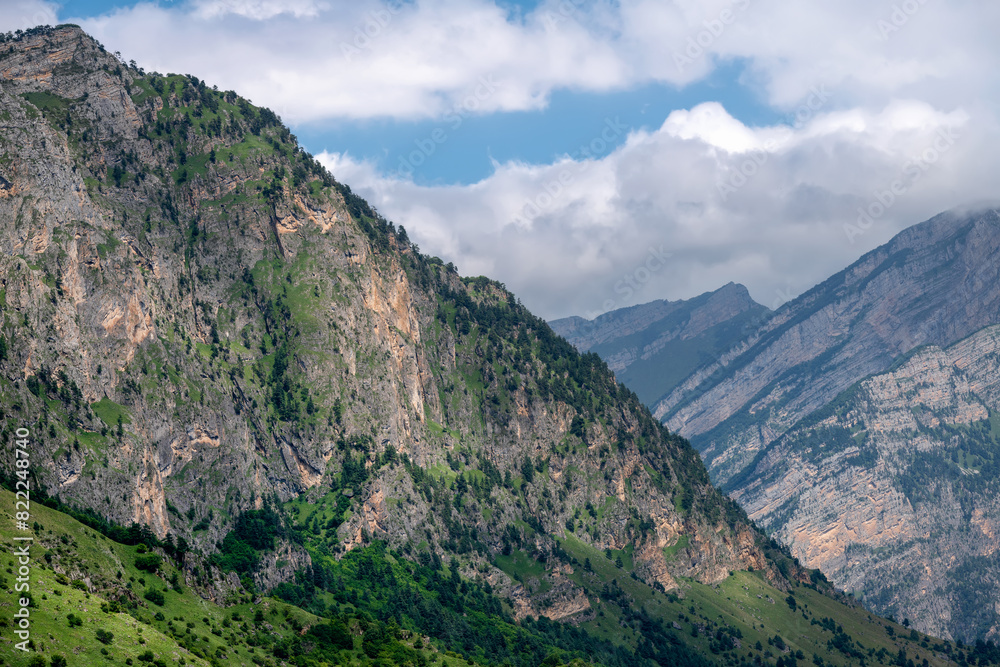 View of the Caucasus Mountains in Ingushetia, Russia
