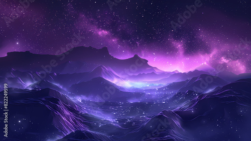 Purple starry sky, endless horizon