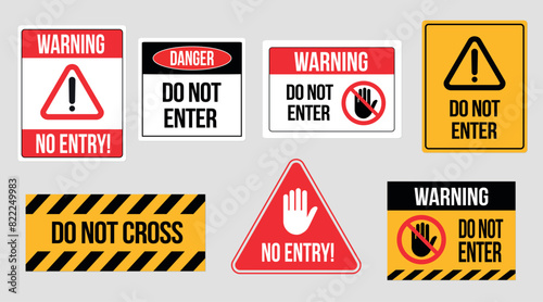 Do not enter sign label set isolated on white background.  Vector stock