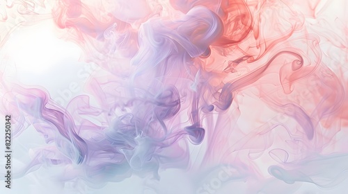 Pastel smoke tendrils curling into intricate patterns, resembling delicate lace against white.