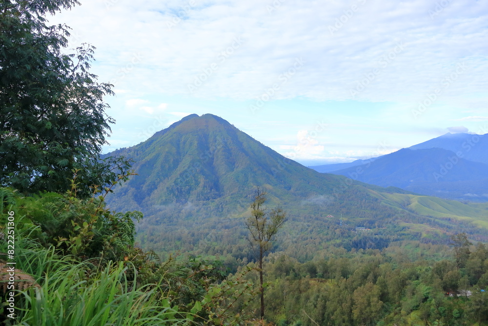 Stunning panoramic view of the Ijen Volcano Complex with mountains, East Java, Indonesia Stunning panoramic view of the Ijen Volcano Complex with mountains, East Java, Indonesia