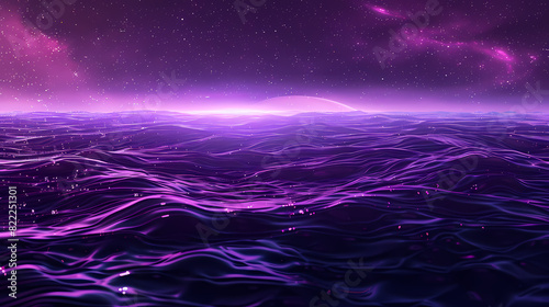 Purple starry sky, endless horizon photo
