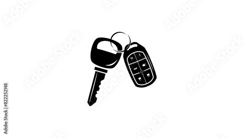 key car,  black isolated silhouette